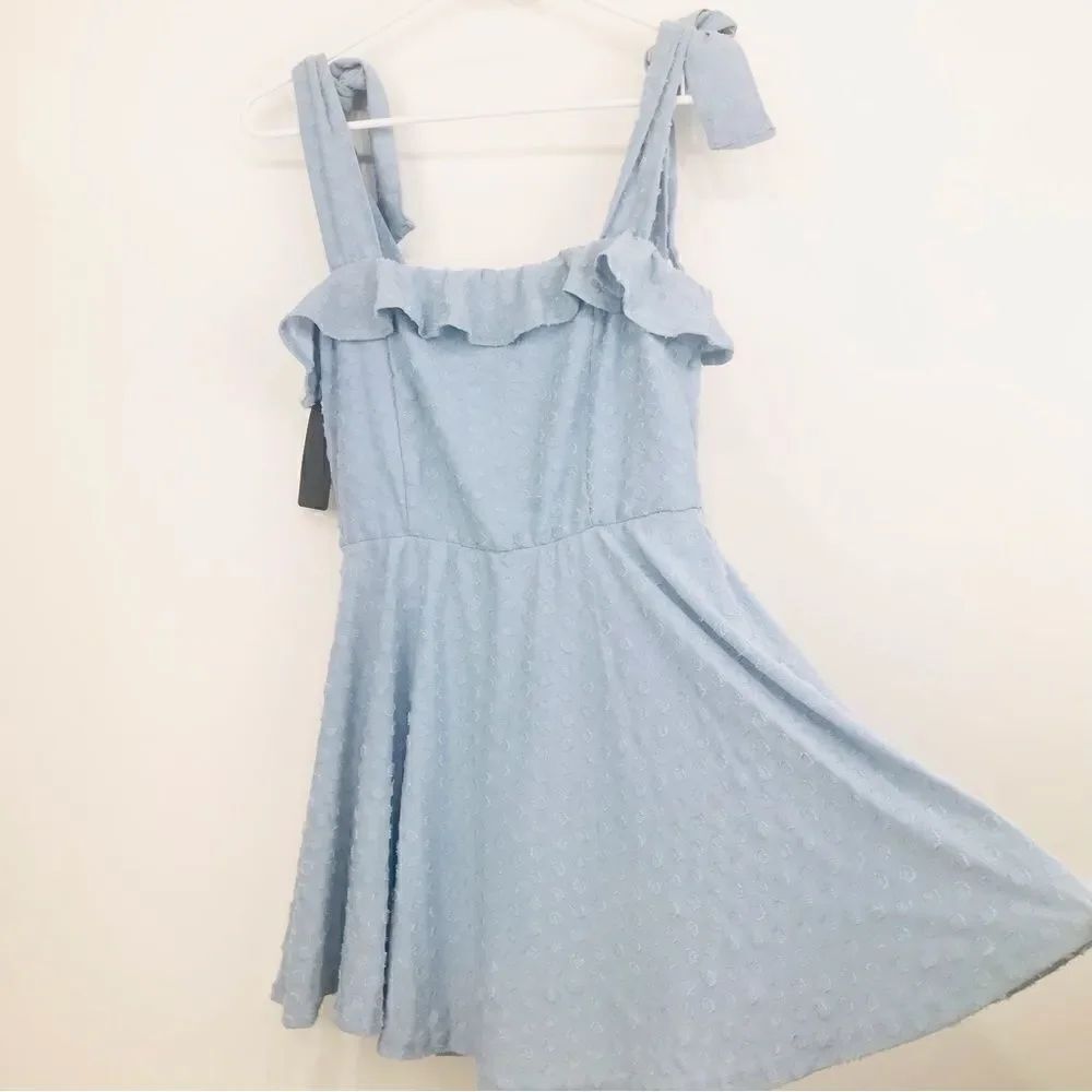 White Birch Pastel Blue You Can Count In It Mini Dress- NEW